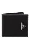 Prada Men's black leather wallet - brand logo. 100% genuine leather. Country of manufacture: Italy. Care: specialized cleaning - photo 1