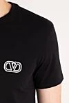 Valentino Men's black T-shirt with logo - brand logo. 100% cotton. Country of manufacture: Italy. Care: specialized cleaning - photo 5