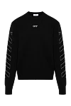 Off-White Black men's jumper with a large pattern - graphic pattern on the back and sleeves. 74% cotton, 26% polyamide. Country of manufacture: Italy. Care: specialized cleaning - photo 1