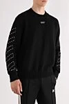 Off-White Black men's jumper with a large pattern - graphic pattern on the back and sleeves. 74% cotton, 26% polyamide. Country of manufacture: Italy. Care: specialized cleaning - photo 3