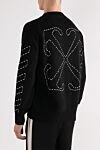 Black men's jumper with a large pattern Off-White - graphic pattern on the back and sleeves. 74% cotton, 26% polyamide. Country of manufacture: Italy. Care: specialized cleaning - photo 4