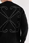 Black men's jumper with a large pattern Off-White - graphic pattern on the back and sleeves. 74% cotton, 26% polyamide. Country of manufacture: Italy. Care: specialized cleaning - photo 6