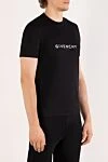 Givenchy Men's T-shirt black with logo - brand logo. 100% cotton. Country of manufacture: Italy. Care: specialized cleaning - photo 3