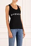 Givenchy Women's black top with logo - brand logo. 90% cotton, 10% elastane. Country of manufacture: Italy. Care: specialized cleaning - photo 3