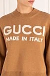 Gucci Коричневый шерстяной джемпер женский с логотипом - логотип бренда. 100% шерсть. Страна производитель: Италия. Уход: специализированная чистка - фото 5