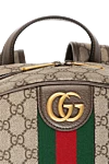 Gucci Рюкзак мужской Ophidia бежевый бежевый - логотип бренда, отделка из кожи коричневого цвета, Фурнитура золотистого цвета. сетчатая подкладка с набивкой сзади. 100% тестиль . Ремень: регулируемые плечевые ремни. передний карман на молнии снаружи,. один карман на молнии внутри.  молния. Страна производитель: Италия. Уход: специализированная чистка - фото 5