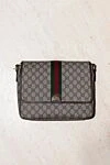 Сумка через плечо бежевая мужская с логотипом Gucci - логотип бренда. 100% канва. Ремень: плечевой ремень.  молния. Страна производитель: Италия. Уход: специализированная чистка - фото 6