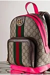 Женский рюкзак Ophidia с логотипом GG Gucci - фурнитура золотистого цвета, логотип Double G, красно-зеленая полоса Web. ткань на основе хлопка и льна. Ремень: регулируемые плечевые ремни. Размер: Ш 22 х В 29 х Г 15 см. карман на молнии спереди, внутренний карман на молнии. молния. Страна производитель: Италия. Уход: специализированная чистка - фото 8