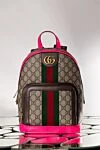 Женский рюкзак Ophidia с логотипом GG Gucci - фурнитура золотистого цвета, логотип Double G, красно-зеленая полоса Web. ткань на основе хлопка и льна. Ремень: регулируемые плечевые ремни. Размер: Ш 22 х В 29 х Г 15 см. карман на молнии спереди, внутренний карман на молнии. молния. Страна производитель: Италия. Уход: специализированная чистка - фото 6