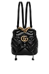 Gucci Miniature backpack GG Marmont black for women - Black geometric quilted leather, GG logo. genuine leather. Size: W 19 x H 20 x D 11 cm. Belt: Adjustable chain and leather straps. open pocket inside. metal button. Country of manufacture: Italy. Care: specialized cleaning - photo 1