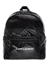 Saint Laurent Men's black backpack with logo - brand logo. 100% polyester. Strap: Adjustable shoulder straps. Front zip pocket on outside. Closure: zipper. Country of manufacture: Italy. Care: specialized cleaning - photo 1