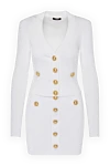 Balmain White knitted suit with skirt - branded buttons with logo. 83% viscose, 17% polyester. Closure: buttons. Country of manufacture: Italy. Care: specialized cleaning - photo 1