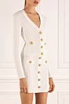 Balmain White knitted suit with skirt - branded buttons with logo. 83% viscose, 17% polyester. Closure: buttons. Country of manufacture: Italy. Care: specialized cleaning - photo 3