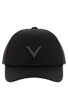 Valentino Men's black cotton cap with logo - letter V logo. 98% cotton, 2% elastane. Country of manufacture: Italy. Care: specialized cleaning - photo 1