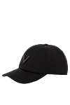 Valentino Men's black cotton cap with logo - letter V logo. 98% cotton, 2% elastane. Country of manufacture: Italy. Care: specialized cleaning - photo 3