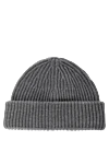 Stone Island Men's gray woolen hat with a ribbed pattern - brand logo. 100% wool. Country of manufacture: Italy. Care: specialized cleaning - photo 3