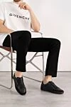 Сникеры кожаные мужские из перфорированной кожи черные Saint Laurent - перфорированная кожа, логотип. 100% натуральная кожа. шнурки. Страна производитель: Франция. Уход: специализированная чистка - фото 2