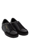 Saint Laurent Men's leather snickers made of perforated leather black - perforated leather, logo. 100% genuine leather. Closure: laces. Country of manufacture: Italy. Care: specialized cleaning - photo 3