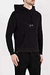 Saint Laurent Men's black hoodie with cotton hood - 95% cotton, 5% elastane. Closure: drawstring. large front pocket. Country of manufacture: Italy. Care: specialized cleaning - photo 3