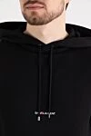 Saint Laurent Men's black hoodie with cotton hood - 95% cotton, 5% elastane. Closure: drawstring. large front pocket. Country of manufacture: Italy. Care: specialized cleaning - photo 5