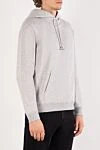 Saint Laurent Men's gray melange hoodie with pocket - melange. 90% cotton, 10% polyester. Closure: drawstring. large front pocket. Country of manufacture: Italy. Care: specialized cleaning - photo 3