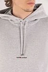 Saint Laurent Men's gray melange hoodie with pocket - melange. 90% cotton, 10% polyester. Closure: drawstring. large front pocket. Country of manufacture: Italy. Care: specialized cleaning - photo 5