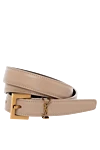 Saint Laurent Women's beige belt made of genuine leather. - brand logo on the sweatshirt. 100% genuine leather. buckle. Country of manufacture: Italy. Care: specialized cleaning - photo 1