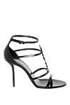 Saint Laurent Women's black leather stiletto heeled sandals - brand logo. 100% genuine leather. buckle. Country of manufacture: Italy. Care: specialized cleaning - photo 1