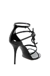 Women's black leather stiletto heeled sandals Saint Laurent - brand logo. 100% genuine leather. buckle. Country of manufacture: Italy. Care: specialized cleaning - photo 4