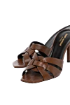 Saint Laurent Women's brown leather stiletto heeled sandals - brand logo. 100% genuine leather. Country of manufacture: Italy. Care: specialized cleaning - photo 5