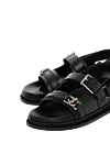 Jimmy Choo Women's black sandals made of genuine leather - brand logo. 100% genuine leather. buckle. Country of manufacture: Italy. Care: specialized cleaning - photo 5