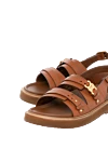 Celine Brown women's sandals made of genuine leather with a logo. - brand logo. 100% genuine leather. buckle. Country of manufacture: Italy. Care: specialized cleaning - photo 5