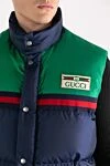 Gucci Жилет мужской дутый сине-зеленый - двух цветный дизайн, логотип. 100% полиамид. молнии, кнопки. два боковых кармана. Страна производитель: Италия. Уход: специализированная чистка - фото 5