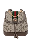 Gucci Маленький жіночий рюкзак Ophidia - фурнітура золотистого кольору, логотип Double G, червоно-зелена смуга.. тканина на основі бавовни та льону. Ремінь: регульовані плечові ремені. Розмір: Ш 20,5 х 20 х Г 12 см. кишеня на блискавці спереду, внутрішня кишеня на блискавці. блискавка. Країна виробник: Італія. Догляд: спеціалізоване чищення - фото 1