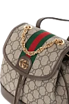 Gucci Маленький жіночий рюкзак Ophidia - фурнітура золотистого кольору, логотип Double G, червоно-зелена смуга.. тканина на основі бавовни та льону. Ремінь: регульовані плечові ремені. Розмір: Ш 20,5 х 20 х Г 12 см. кишеня на блискавці спереду, внутрішня кишеня на блискавці. блискавка. Країна виробник: Італія. Догляд: спеціалізоване чищення - фото 5