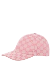 Gucci Women's pink cotton cap - brand logo pattern. 70% cotton, 30% polyester. Country of manufacture: Italy. Care: specialized cleaning - photo 3