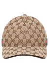 Gucci Men's cap beige - brand logo pattern. 68% polyester, 16% cotton, 16% polyamide. Country of manufacture: Italy. Care: specialized cleaning - photo 1