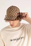 Men's cap beige Gucci - brand logo pattern. 68% polyester, 16% cotton, 16% polyamide. Country of manufacture: Italy. Care: specialized cleaning - photo 2