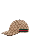 Gucci Men's cap beige - brand logo pattern. 68% polyester, 16% cotton, 16% polyamide. Country of manufacture: Italy. Care: specialized cleaning - photo 3