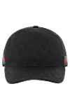 Gucci Men's black cap - brand logo pattern. 68% polyester, 16% cotton, 16% polyamide. Country of manufacture: Italy. Care: specialized cleaning - photo 1