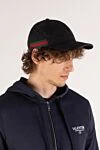 Men's black cap Gucci - brand logo pattern. 68% polyester, 16% cotton, 16% polyamide. Country of manufacture: Italy. Care: specialized cleaning - photo 2