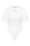 Alaia White flowing cotton bodysuit - Brand logo decor. 100% cotton. Country of manufacture: Italy. Care: specialized cleaning - photo 1