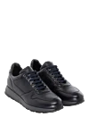 Men's blue grain leather sneakers Doucal`s - leather texture. 100% genuine leather. Closure: laces. Country of manufacture: Italy. Care: specialized cleaning - photo 2