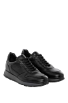 Men's black grain leather sneakers Doucal`s - textured leather. 100% genuine leather. Closure: laces. Country of manufacture: Italy. Care: specialized cleaning - photo 2