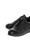 Men's black grain leather sneakers Doucal`s - textured leather. 100% genuine leather. Closure: laces. Country of manufacture: Italy. Care: specialized cleaning - photo 4