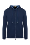 Svevo Men's blue sports jacket with hood - 100% cotton. zipper, drawstring . two side pockets. Country of manufacture: Italy. Care: specialized cleaning - photo 1