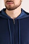 Svevo Men's blue sports jacket with hood - 100% cotton. zipper, drawstring . two side pockets. Country of manufacture: Italy. Care: specialized cleaning - photo 5