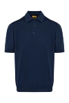 Svevo Men's blue polo with a pattern on the collar - contrast edging . 100% cotton. Closure: buttons. Country of manufacture: Italy. Care: specialized cleaning - photo 1