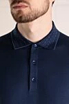 Svevo Men's blue polo with a pattern on the collar - contrast edging . 100% cotton. Closure: buttons. Country of manufacture: Italy. Care: specialized cleaning - photo 5