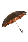 Women's umbrella with roses and brown loop handle Pasotti - floral pattern. Automatic opening. polyester. Product length: 93 cm. Country of manufacture: Italy. Care: specialized cleaning - photo 2